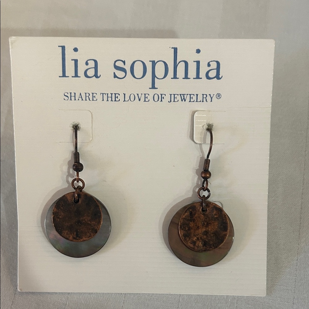 Lia Sophia Dual-Tone Earrings in Brown and Silver